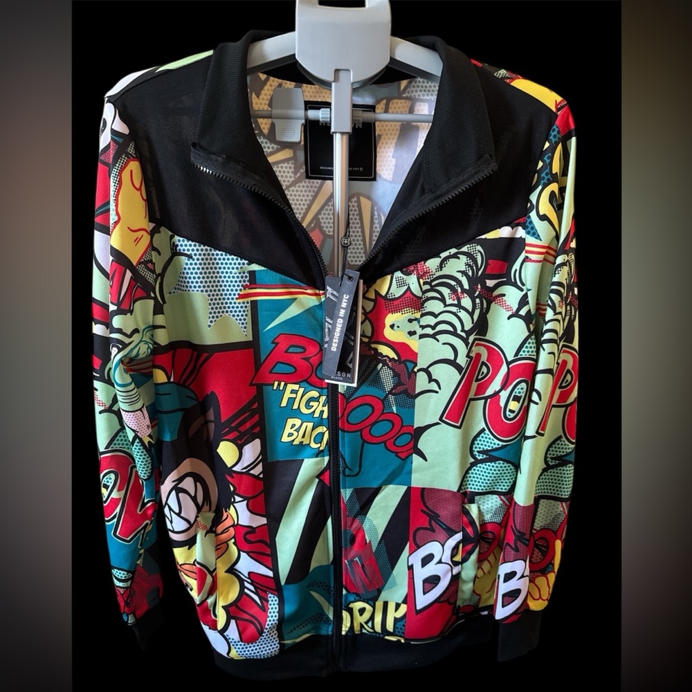 Graphic Comic Print Jacket size M by Reason Clothing.
